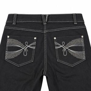 Black Rhinestone Bootcut Jeans Women’s 12R Y2K Western Contrast Stitch Bling